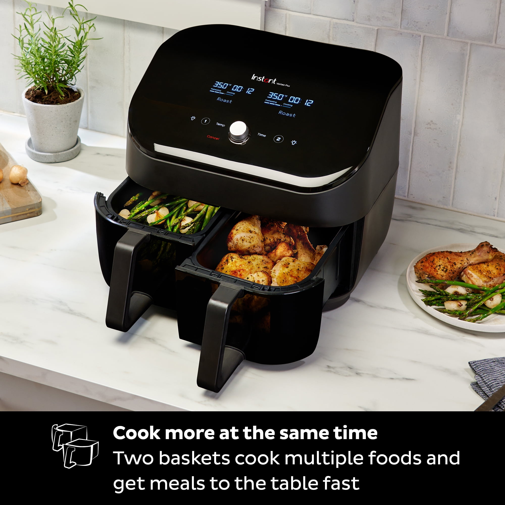 Instant Vortex Plus エアフライヤーオーブン 8 in 1 Instant Pot Vortex Plus XL 8-quart Dual Basket Air Fryer Oven