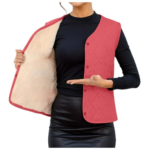 DuoJiaJ Women's Winter Plus Velvet Thickened Warm Vest Womens Winter Jacket Pink XXL