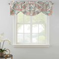thumbnail image 2 of Tie Up Valances for Windows, Paisley Flower Adjustable Valance Curtains Window Treatment for Living Room, Spring Watercolor Floral Leaf Plant Orange Rod Pocket Kitchen Curtains & Drapes 60x18 Inch, 2 of 9