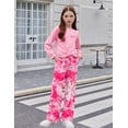 thumbnail image 5 of Arshiner Girls 2 Piece Casual Outfits Twist Front Long Sleeve Sweatshirt & Wide Leg Pants with Pockets Sweatsuit Set, 5 of 6