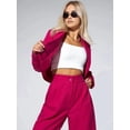 thumbnail image 4 of 2 Piece Outfits for Women Dressy Blazer Jackets High Waisted Straight Leg Pants Suits Set Business Casual Rose Red M, 4 of 10