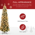 thumbnail image 5 of Best Choice Products 12ft Pre-Lit Pencil Christmas Tree, Pre-Decorated, Frosted w/ 1,818 Flocked Tips, 700 Lights, Base, 5 of 7