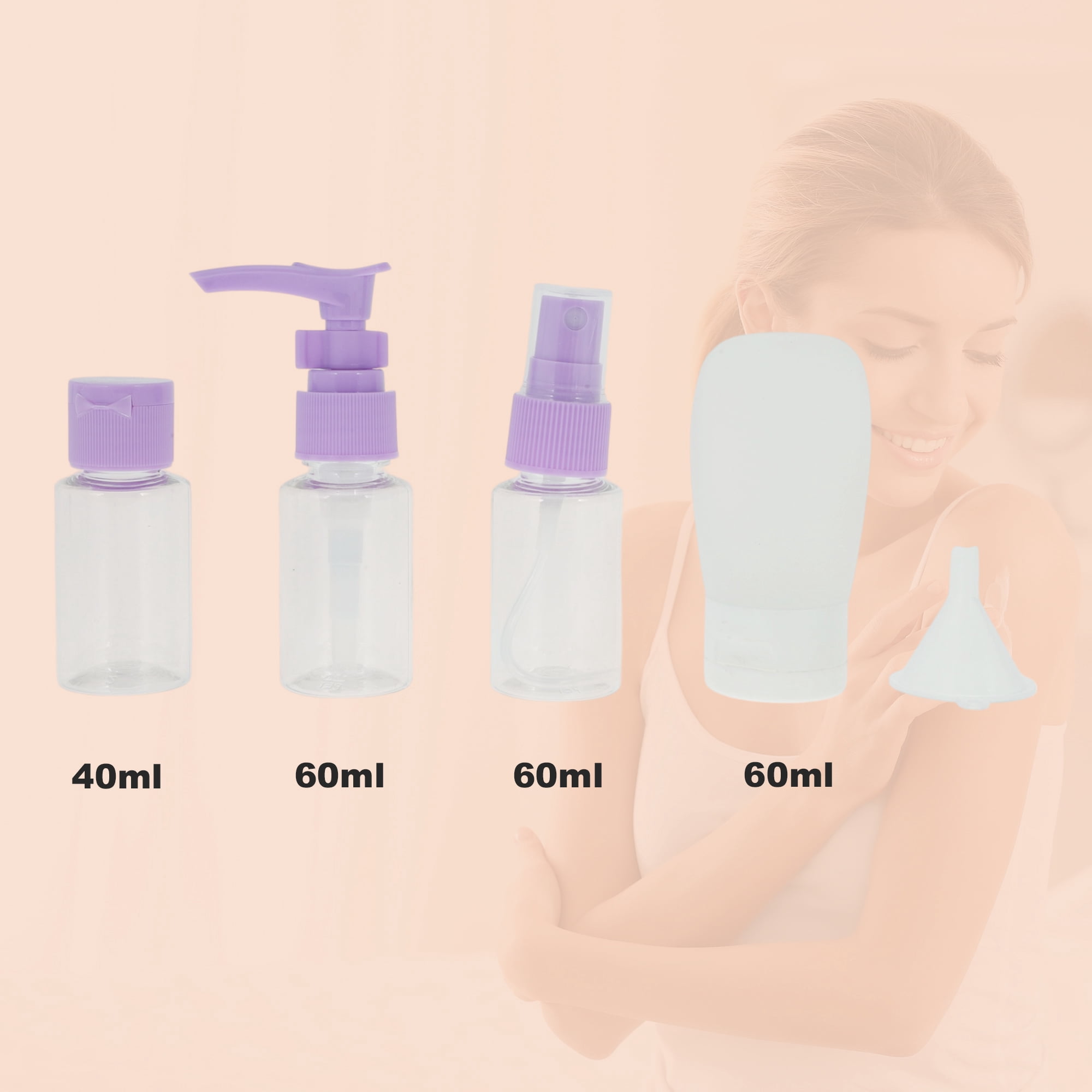 Unique Bargains Versatile Reusable Travel Accessories Bag Set 5 Pcs Violet