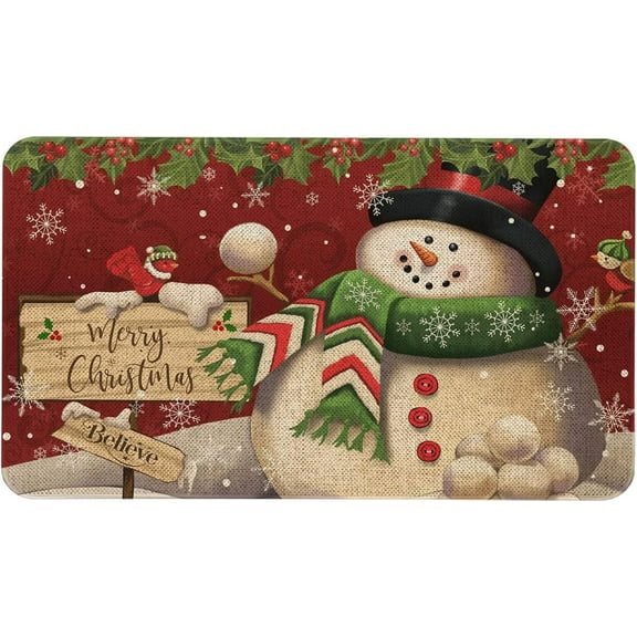 Merry Christmas Door Mat 30 X 17 Inch Christmas Snowman Doormat Indoor Outdoor Entrance Floor Rug Non Slip Winter Christmas Decor Rubber Welcome Mats
