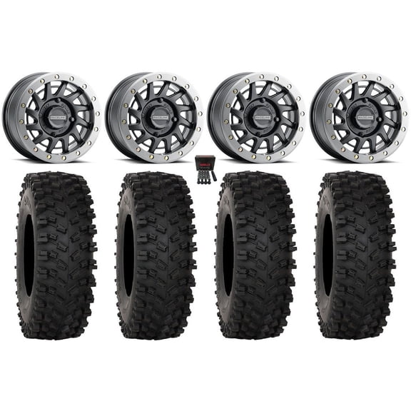 Raceline Squad Bdlk 15" Wheels Bk  10mm 35" ATX470 Tires Can-Am Commander Maverick Renegade Outlander Defender