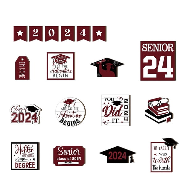 Temporada de graduación 2024,juego de decoración de bandeja en capas,regalo de graduación,adornos artesanales de madera