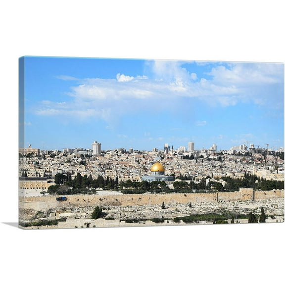 ARTCANVAS Jerusalem Israel Skyline Canvas Art Print - Size: 26" x 18" (0.75" Deep)