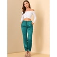 thumbnail image 3 of INSPIRE CHIC Pantalones deportivos de cintura elástica con cordón para mujer, pantalones de chándal de satén hasta el tobillo con bolsillo Azul eléctrico XS, 3 of 6