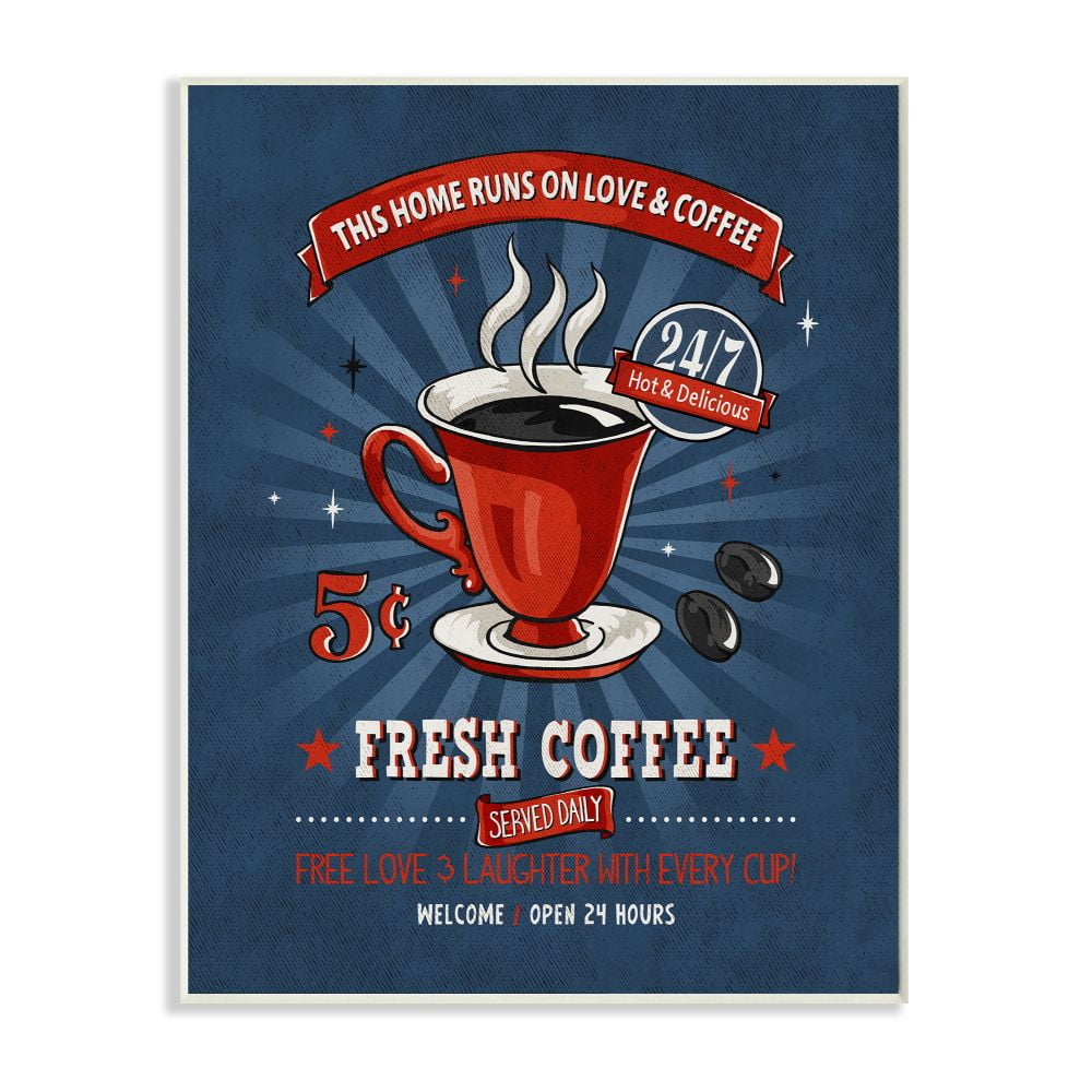 Stupell Industries Fresh Coffee Family Vintage Comic Book Design Wall Plaque by Ester Kay