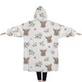 thumbnail image 2 of Oversized Wearable Blanket Hoodie,White Highland Cow Flower Pattern Sherpa Blanket Hoodie with Super Pockets,Super Warm Fuzzy Pullover for Women & Men, 2 of 6