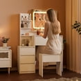 thumbnail image 4 of AKDSteel Coiffeuse avec Miroir et Lumières Réglables, Table de Maquillage avec Prise de Courant, 4 Tiroirs, Étagères et Tabouret, 4 of 7
