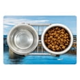 thumbnail image 1 of Landscape Pet Mat for Food and Water, Panoramic View of Oak Chapel Bridge Northern Lands Lake European Aged City Print, Non-Slip Rubber Mat for Dogs and Cats, 18" X 12", by Ambesonne, 1 of 2