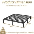 thumbnail image 2 of FSCHOS 12 Inch King Size Bed Frame, Heavy Duty Metal Platform, No Box Spring Needed, Easy Assembly, Black, 2 of 5