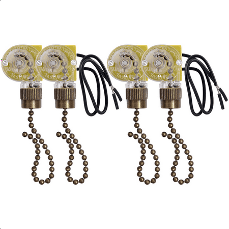 

Ceiling Fan Light Switch ZE-109 Two-Wire Light Switch with Pull Cords for Ceiling Light Fans Lamps 4Pcs Bronze