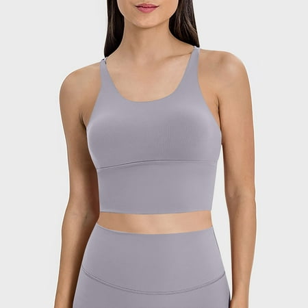 XFLWAM Longline Sports Bra for Women with Removable Padded Sexy Criss Cross Back Strappy Yoga Bras Workout Tank Tops