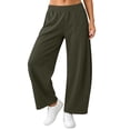 thumbnail image 3 of CFLVAEK Sweatpants Women Barrel Wide Leg Baggy Lounge Pants with Pockets Casual Elastic Waist Workout Sweat Pant Army Green L, 3 of 10