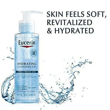NEW Eucerin Hydrating Cleansing Gel, Daily Facial Cleanser Formulated with Hyaluronic Acid, 6.8 Fl Oz