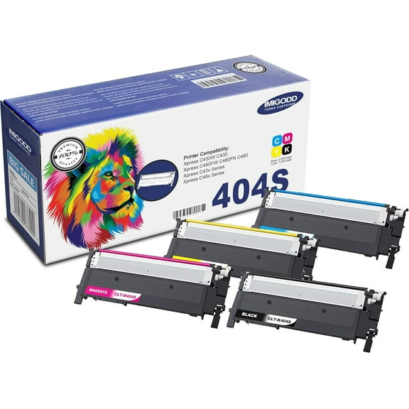 CLT-K404S C404S M404S Y404S BK/C/M/Y Toner Cartridge (with Chip) Replacement Compatible for Samsung Xpress C430W C430 C480FW C480FN C480 C43x Series C48x Series Printers (4 Pack)