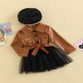 thumbnail image 3 of PENGXIANG Robe Ligne A pour Filles Printemps Automne Manches Longues Col en Tulle Patchwork avec Chapeau, 3 of 8
