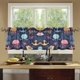 thumbnail image 4 of Yayeee Kitchen Curtains Tier Set of 2 Light Filtering 57"x36" Over Sink Window Panels, Red Jellyfish, 4 of 7