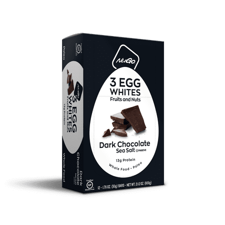 NuGo Egg White Protein Bar, Dark Chocolate Sea Salt, 13g Protein, 12