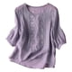 thumbnail image 5 of TaTaai Loose Fit Women's T-Shirt / Cotton Linen Embroidered Blouse / Vintage Style Short Sleeve Round Neck Top Gift, 5 of 5