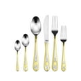 thumbnail image 2 of Florentia Collection 75-Piece Cutlery Set 'Averardo' Luxury Surgical Stainless Steel Silverware Flatware Set 18/10, Service for 12 Person, 24K Gold-Plated Hostess Serving Set in a Cherry Wooden Case, 2 of 4