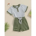 thumbnail image 2 of Baby 2 Piece Outfits Summer Striped Short Sleeve Romper and Elastic Shorts Set for Toddler Newborn Girl Boy, 2 of 13