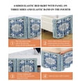 thumbnail image 6 of Blue Boho Wrap Around Bed Skirts for King Bed 18" Drop,Bed Skirt with Adjustable Elastic Belt Dust Ruffle Bed Valance for Bedroom Hotel Farmhouse Bohemian Medallion Oriental Flower Bed Frame Cover, 6 of 7