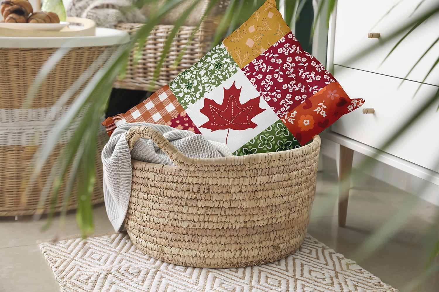 20" x 14" Simply Daisy Printed Quilt Leaves Polyester Indoor/Outdoor Pillow, Dragon Qty 1