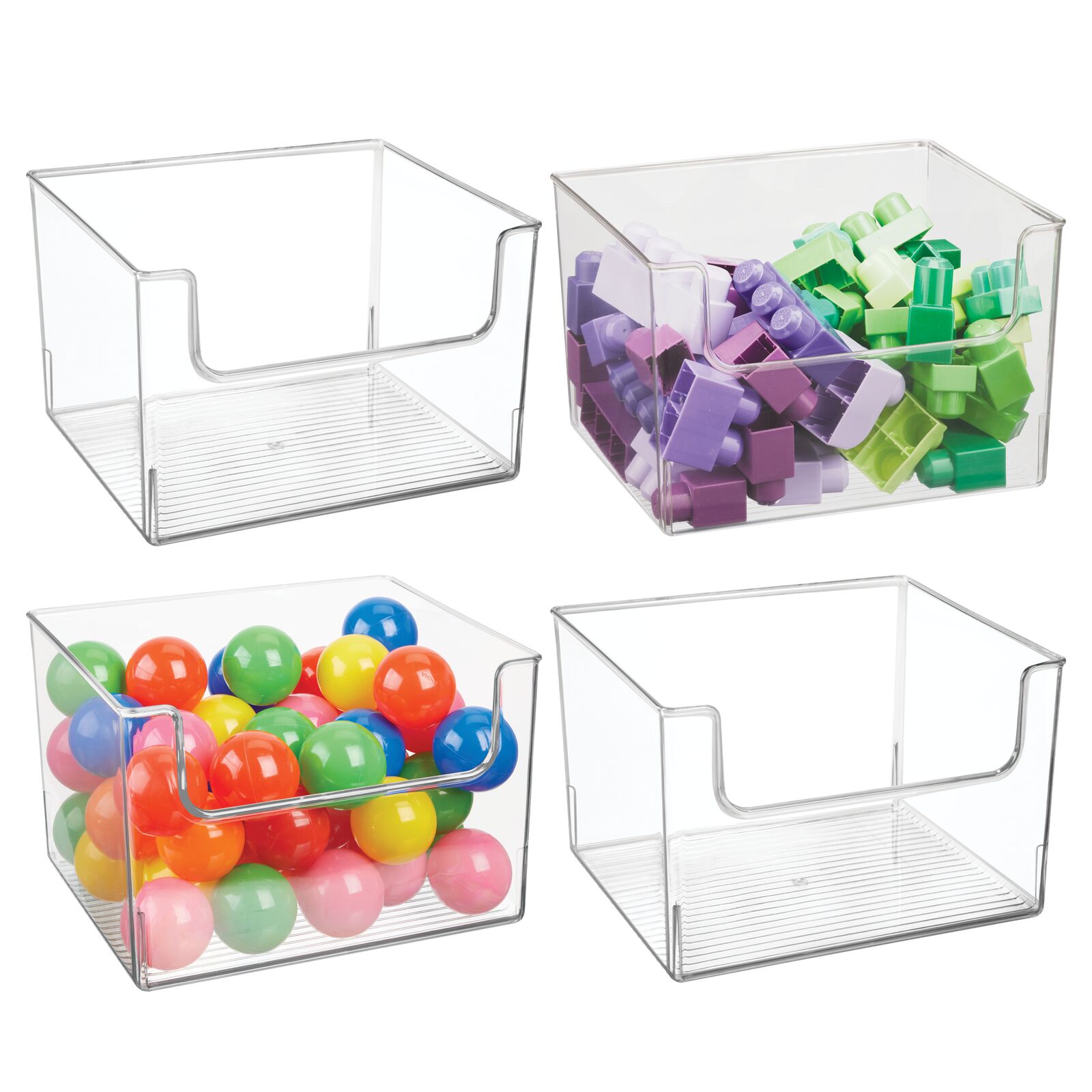 mDesign Plastic Toy Storage Bin Box Container with Front Dip for Easy