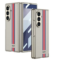 ELEHOLD Case for Samsung Galaxy Z Fold 7, Sleek Electroplated Shockproof Hard PC PU Leather Case with Built-in Screen Protector,D