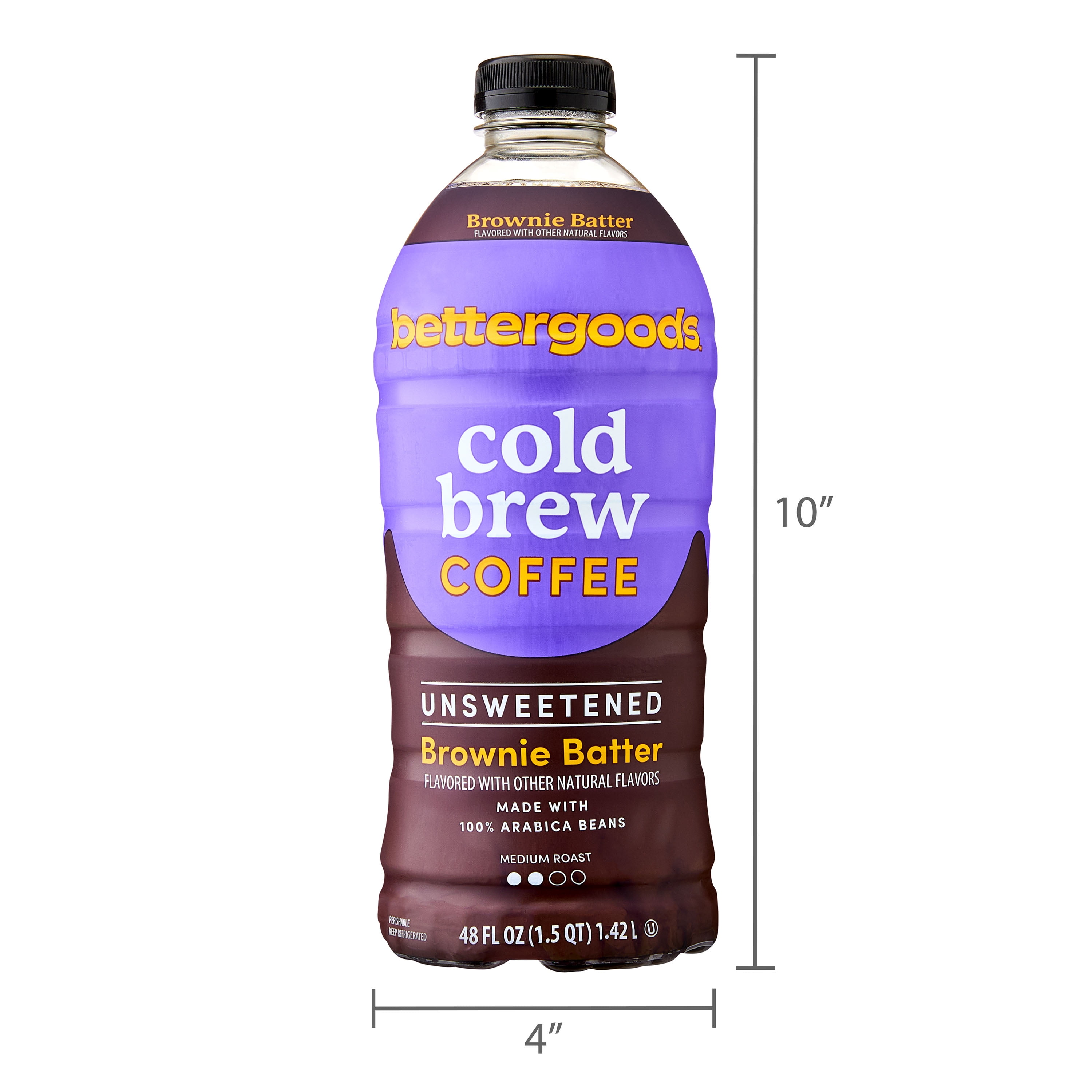 bettergoods Unsweetened Medium Roast Cold Brew Coffee, Brownie Batter, 48 fl oz Bottle
