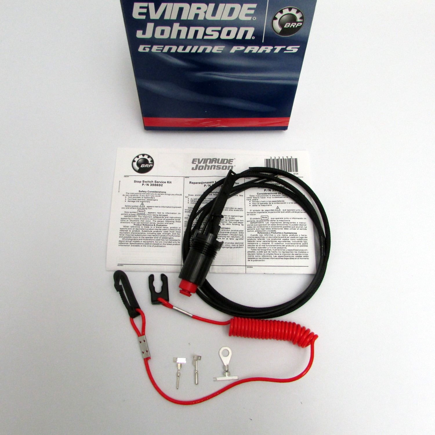 Johnson/Evinrude/OMC New OEM Tiller Handle Stop Kill Switch Kit 398692