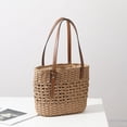thumbnail image 4 of Bolso Bolso tejido ahuecado a la moda Bolso de gran capacidad y correa ajustable (Caqui), 4 of 8