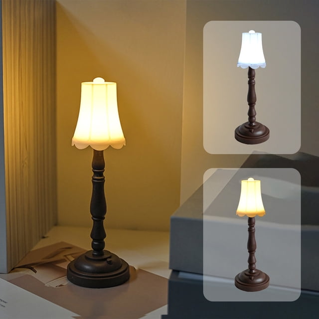 Lámpara de Noche Led Retro, Pequeña Lámpara Decorativa de Plástico Color Café para Dormitorio, Sala de Estar, Pasillo, Patio, Interior y Exterior.