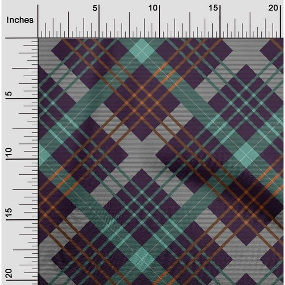 oneOone Organic Cotton Poplin Twill Fabric Tartan Check Print Sewing Fabric BTY 42 Inch Wide
