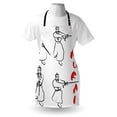 thumbnail image 3 of Japanese Apron Fight Figures of Samurai with Katana on White Background Asian Martial Art Pattern, Unisex Kitchen Bib Apron with Adjustable Neck for Cooking Baking Gardening, Red Black, by Ambesonne, 3 of 3