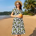 thumbnail image 4 of Fotbe Soccer and Football Vestido Largo de Moda para Mujer, Vestido Tipo Camiseta con Manga Corta y Estilo Casual a Rayas y Bloques de Color, 4 of 6