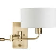 thumbnail image 5 of Carrick Collection One-Light Vintage Brass Summer Linen Shade Transitional Wall Light, 5 of 7