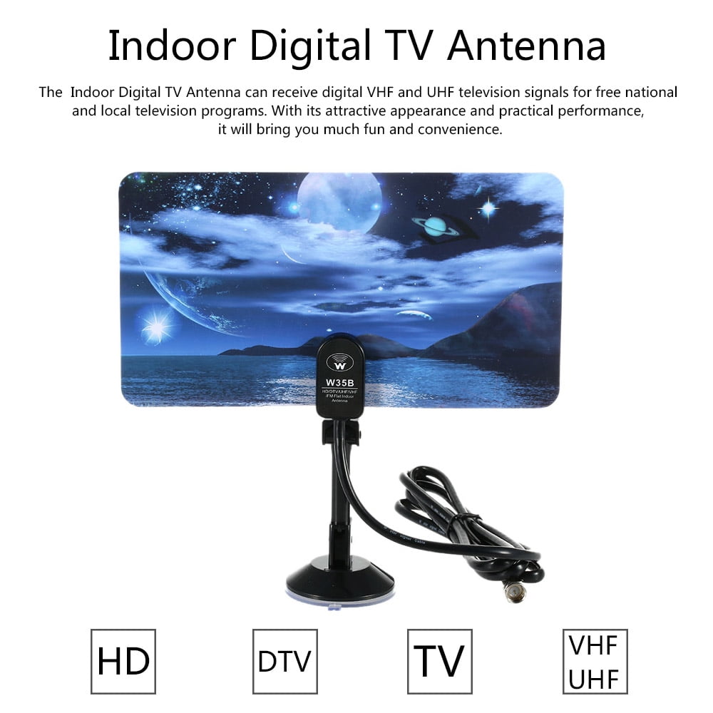 Indoor Digital Tv Antenna 35dbi High Gain Full Hd 1080p Vhf Uhf Dvb T Aerial F Male Connector For Dtv Tv Walmart Com Walmart Com