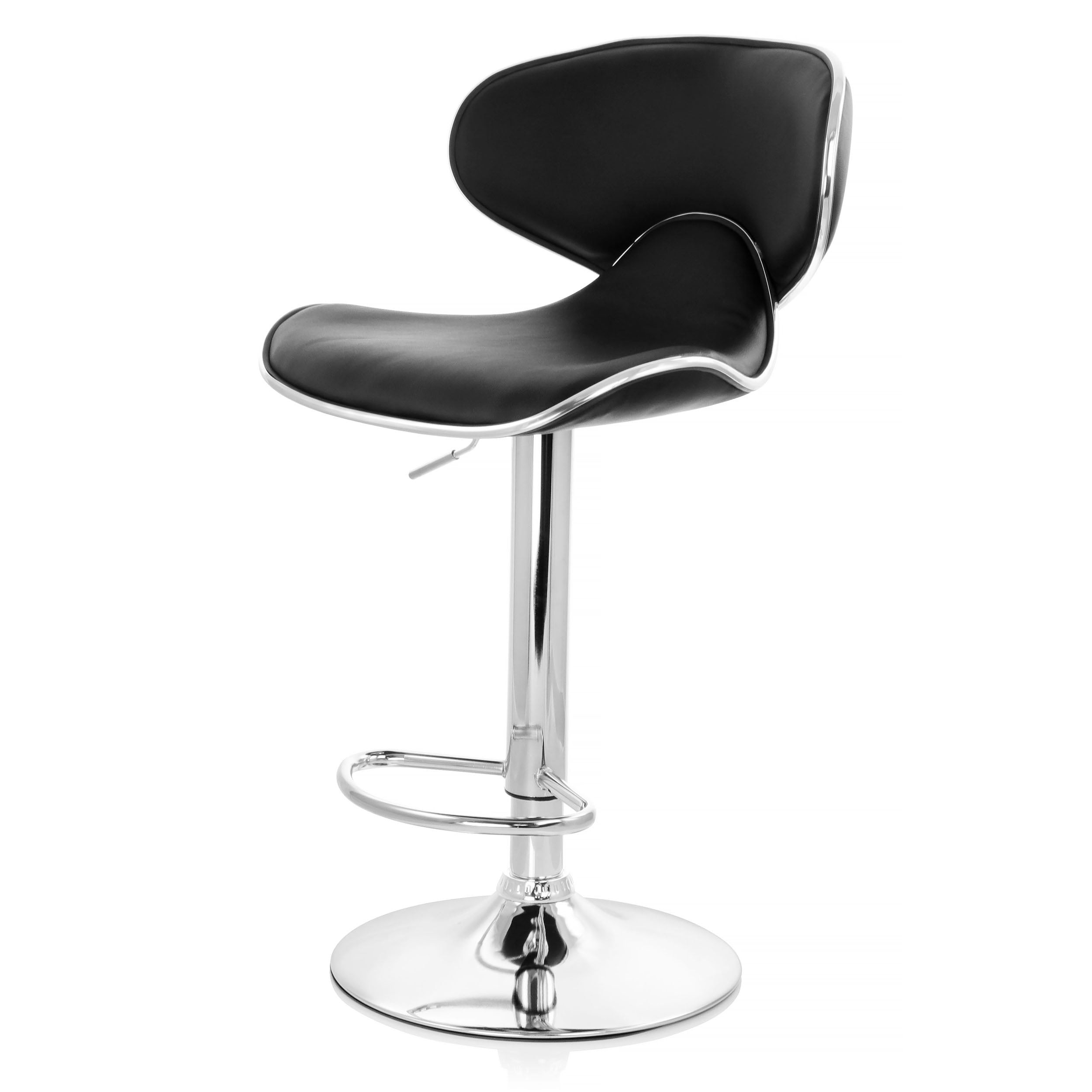 Elama Bar Stool with Adjustable Height & Swivel, Black and Chrome, Set of 2