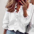 thumbnail image 1 of Pisexur Womens Ruffle Long Sleeve Tops Daily Casual Full Sleeve V-Neck Tunic Blouse Solid Color Plus Size Ladies Tops Shirts, 1 of 6