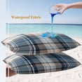 thumbnail image 4 of Lumbar Pillow Covers 20x12 Inch Set of 2, Blue Brown Plaid Waterproof Outdoor Pillow Covers, Vintage Abstract Stripes Lattice Decorative Cushion Pillowcases for Couch, Sofa, Bed, Garden, Patio, 4 of 9