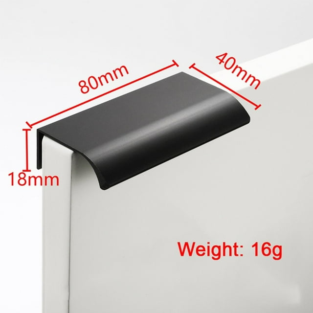 Black Kitchen Cabinet Door Handles Cupboard Drawer Concealed Finger Edge Pull