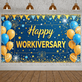 thumbnail image 5 of Blue Theme Happy Workiversary Banner Office Celebration Gold Stars Balloon Decoration for Company Event Workplace Party Milestone, 5 of 8