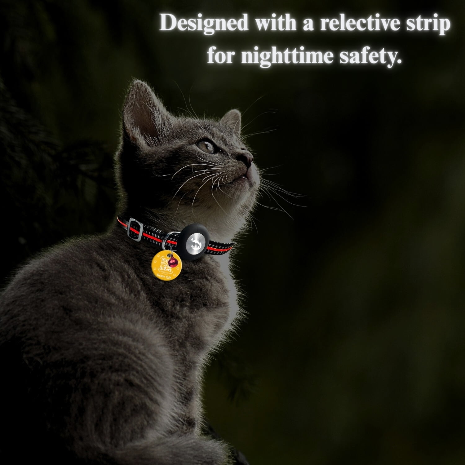 Smart Pet Collar with Built-in Bluetooth Tracker for Cats & Dogs, Works with iOS Devices, Adjustable, Lightweight, GPS Locator for Pets- Red