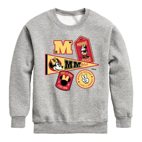 Disney - Minnie Mouse - College Icons - Youth Crewneck Fleece Sweatshirt