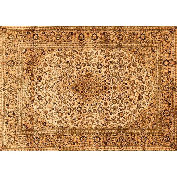 Ahgly Company Indoor Rectangle Medallion Orange Traditional Area Rugs, 2' x 5'
