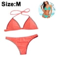 thumbnail image 2 of Traje de baño de dos piezas con cuello halter y tiras triangulares para mujer, 2 of 5